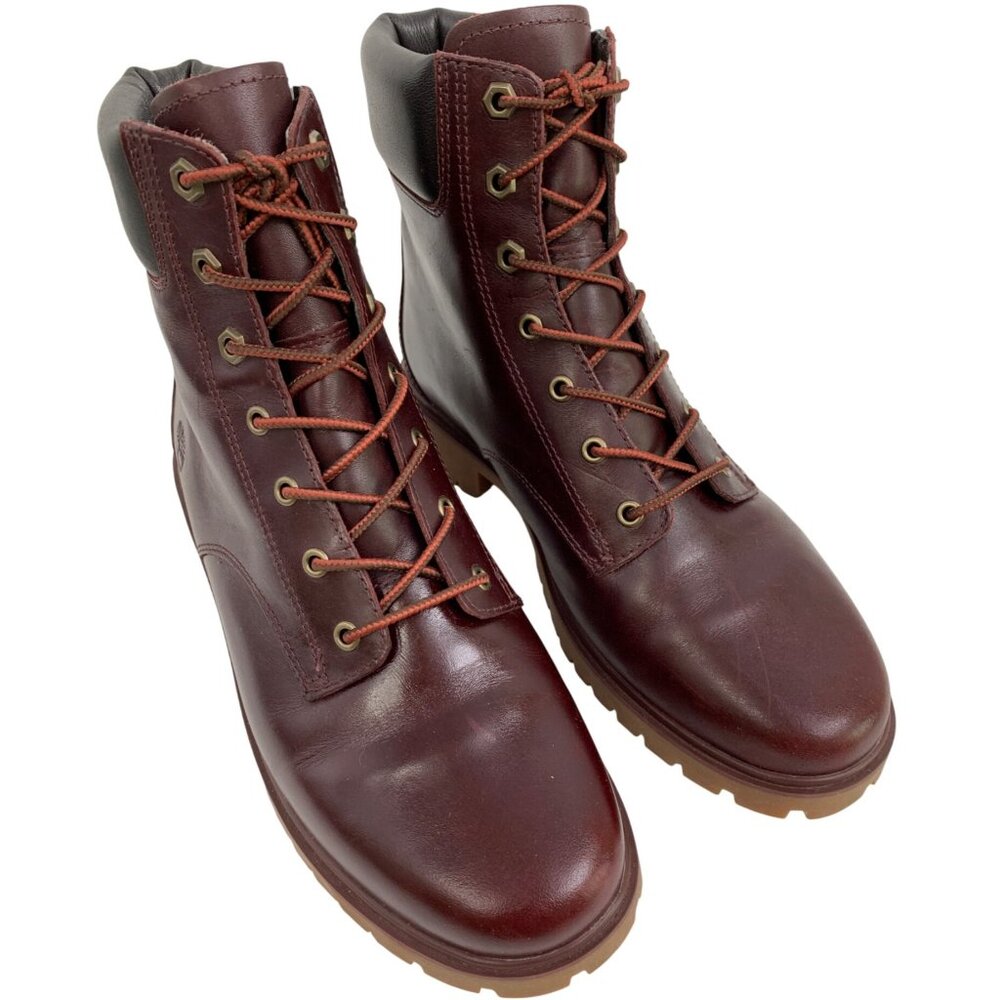 Timberland Women's Burgundy Leather Lace-Up Boots